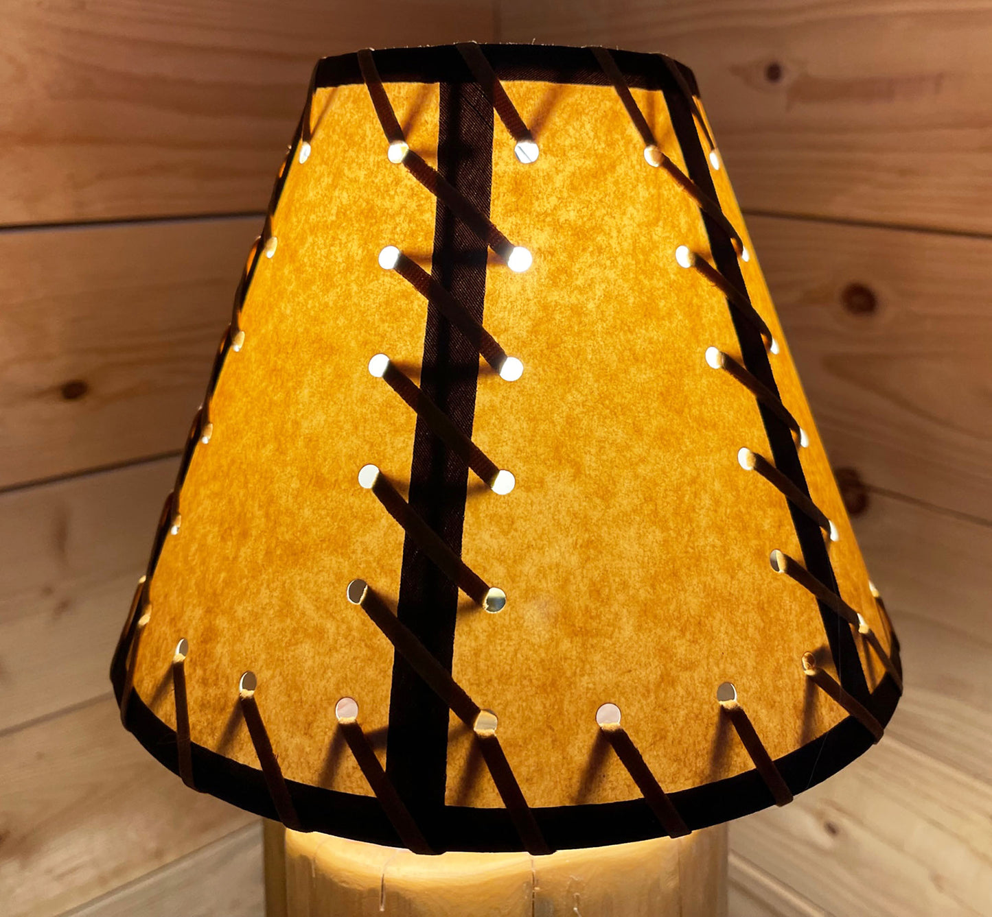 Rustic Double Laced Oiled Kraft Clip-On Lamp Shade - 9"