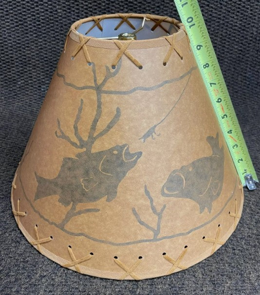 Rustic Oiled Kraft Lamp Shade with Fish Design - 14"