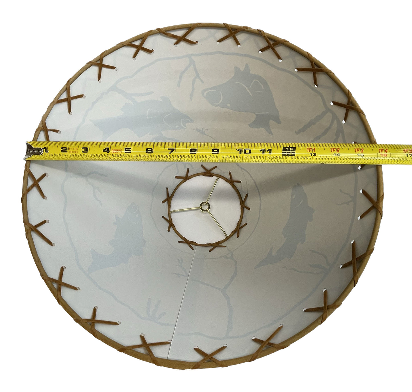 Rustic Oiled Kraft Lamp Shade with Fish Design - 16"