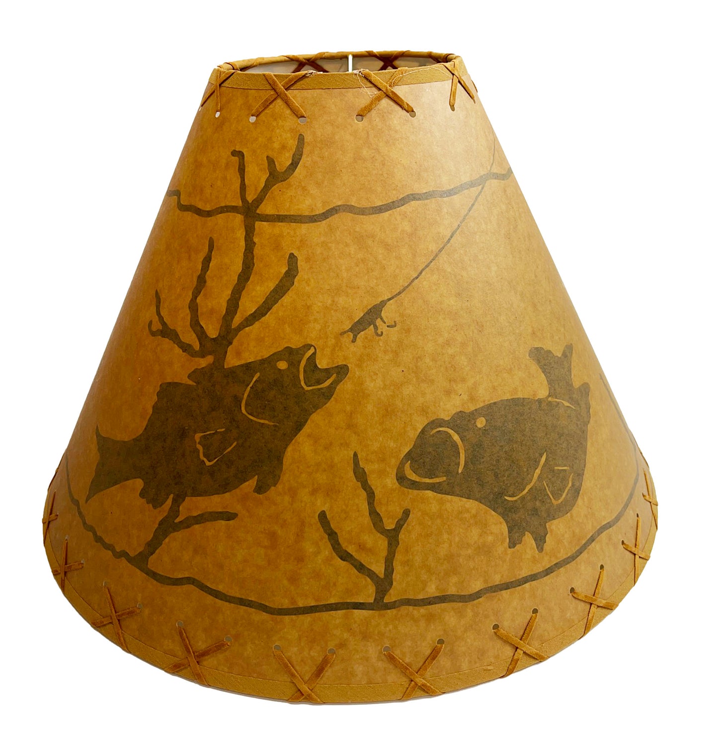 Rustic Oiled Kraft Lamp Shade with Fish Design - 18"