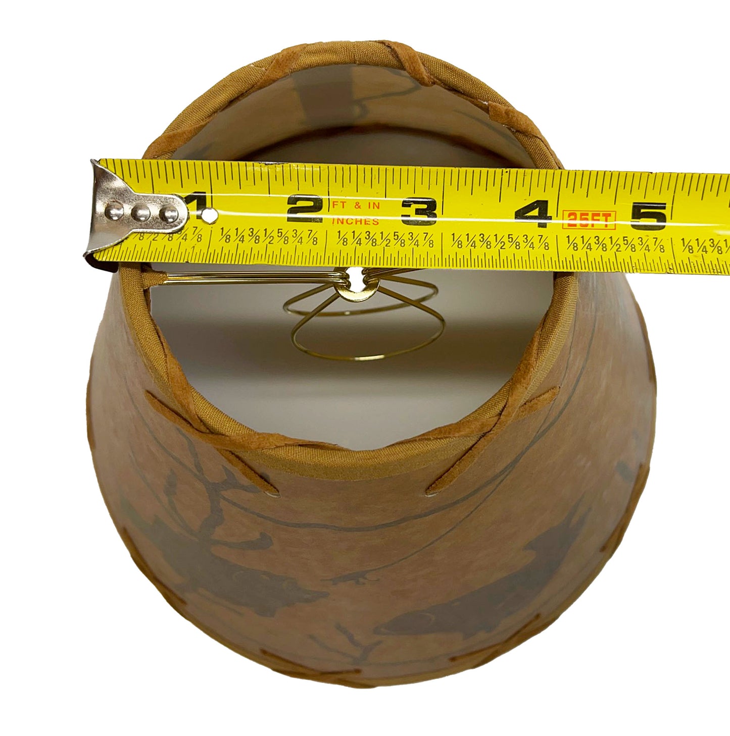 Rustic Oiled Kraft Clip-On Lamp Shade with Fish Design - 9"