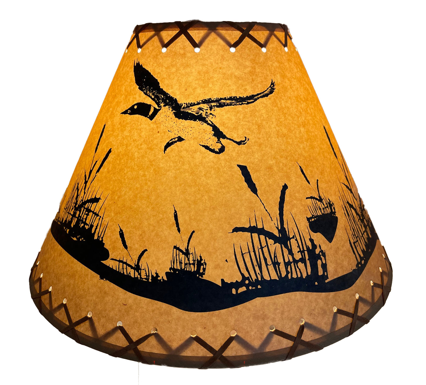 Rustic Oiled Kraft Lamp Shade with Flying Loon Design - 16"