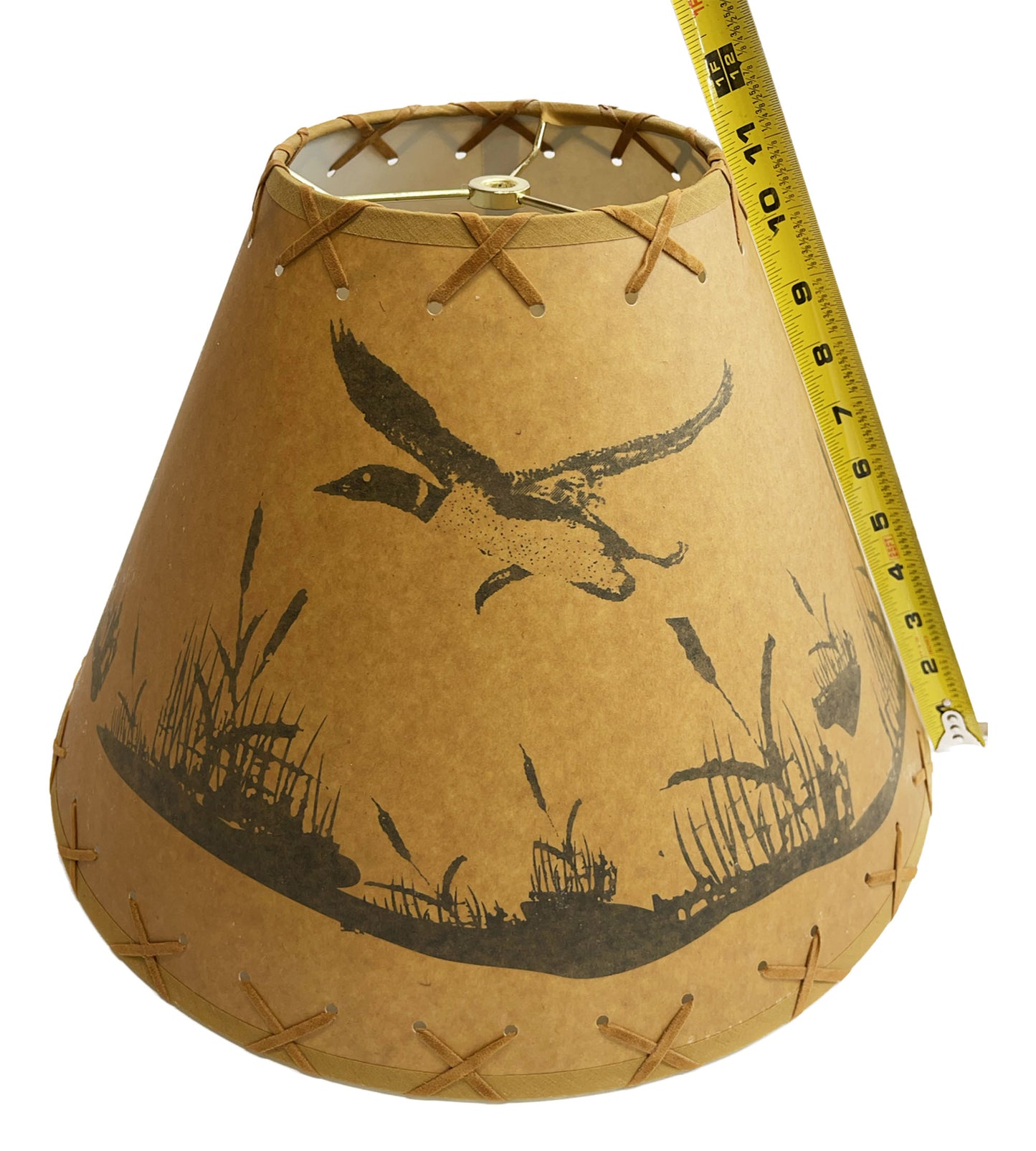 Rustic Oiled Kraft Lamp Shade with Flying Loon Design - 16"