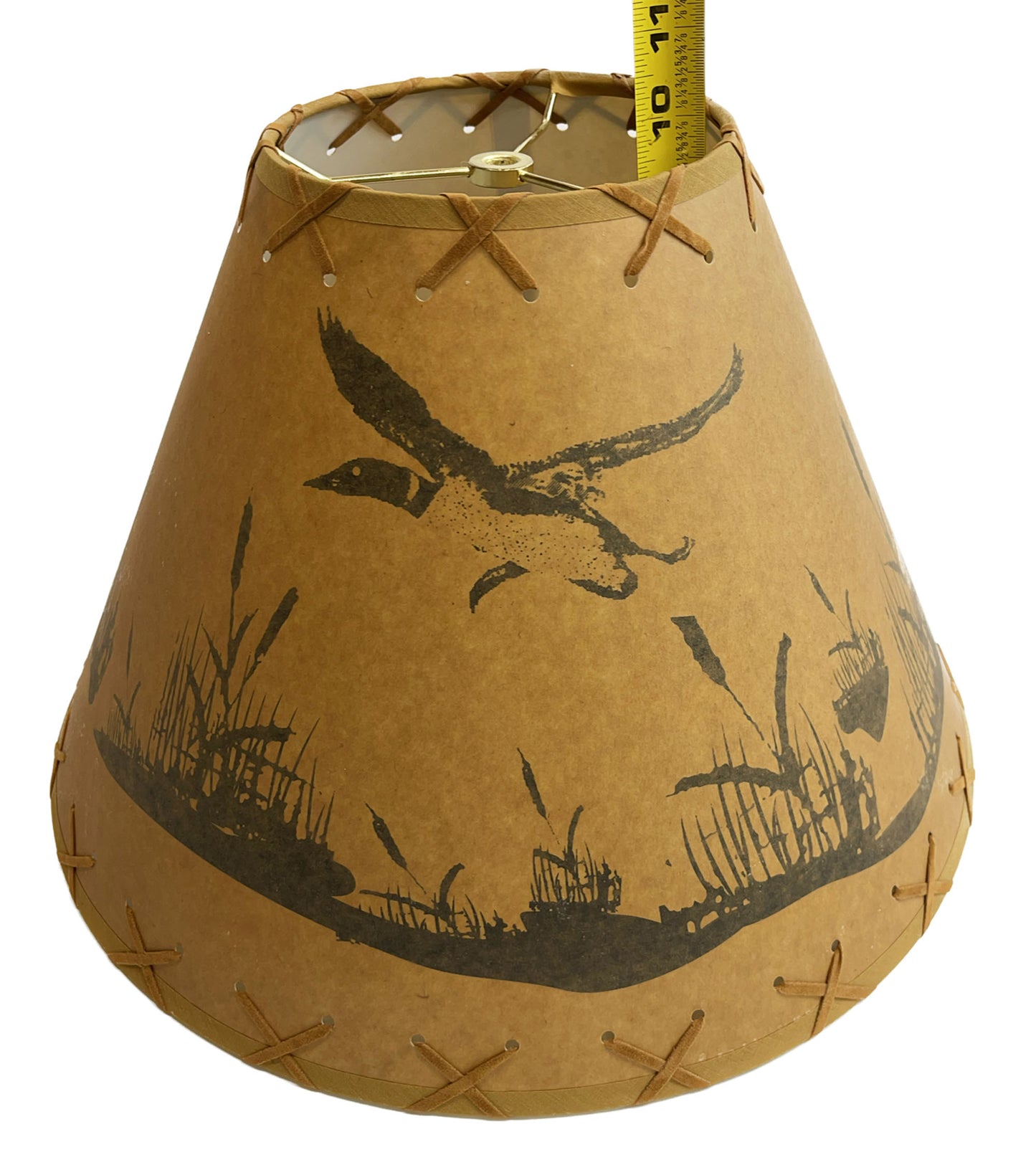 Rustic Oiled Kraft Lamp Shade with Flying Loon Design - 16"
