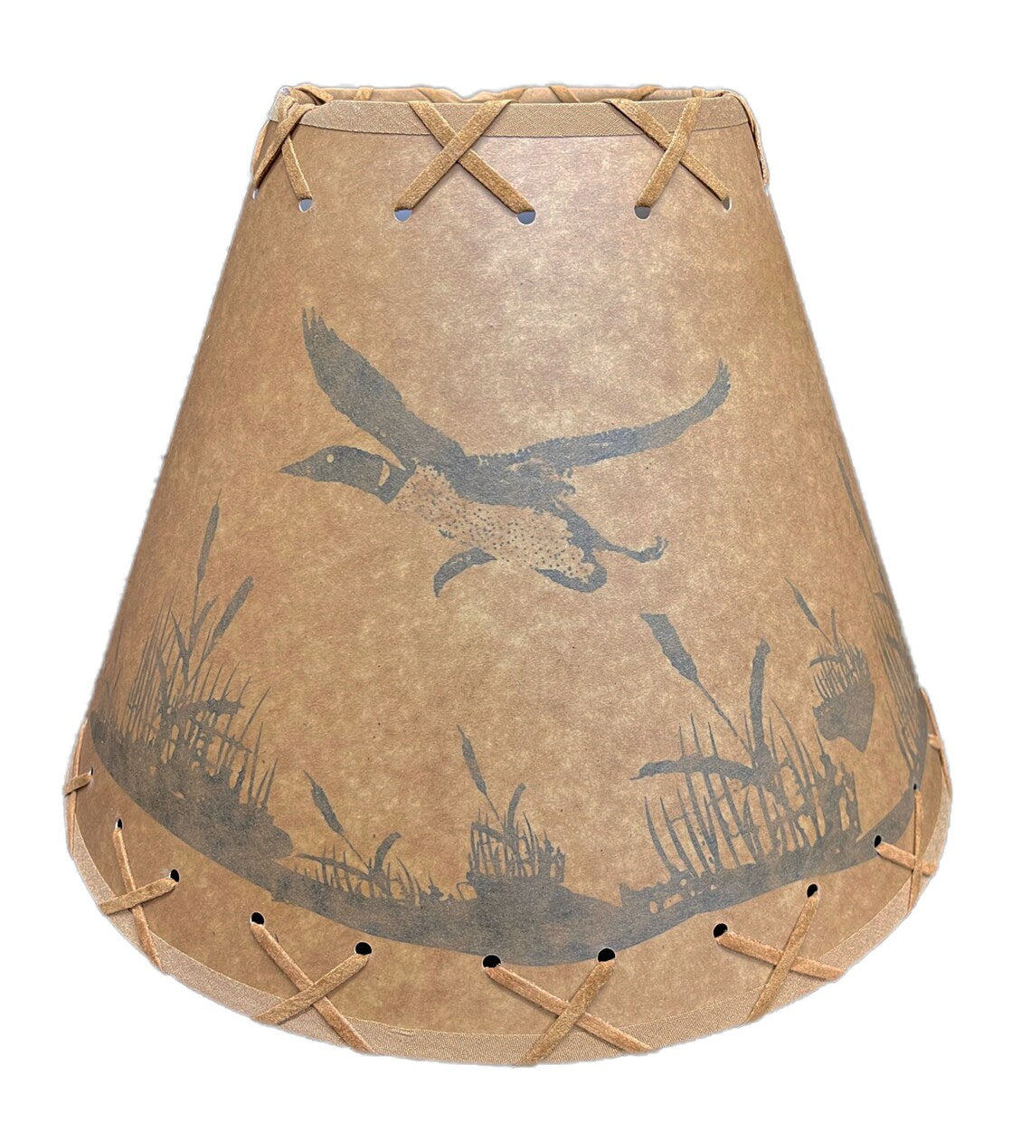 Rustic Oiled Kraft Lamp Shade with Flying Loon Design - 12"