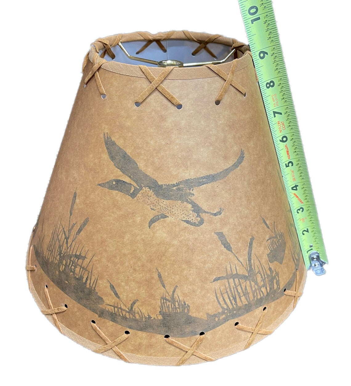 Rustic Oiled Kraft Lamp Shade with Flying Loon Design - 12"