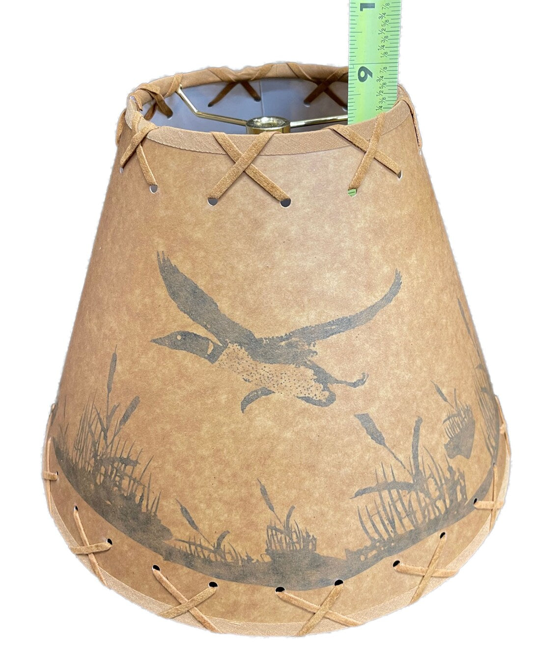 Rustic Oiled Kraft Lamp Shade with Flying Loon Design - 12"