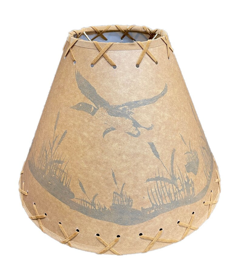 Rustic Oiled Kraft Lamp Shade with Flying Loon Design - 14"