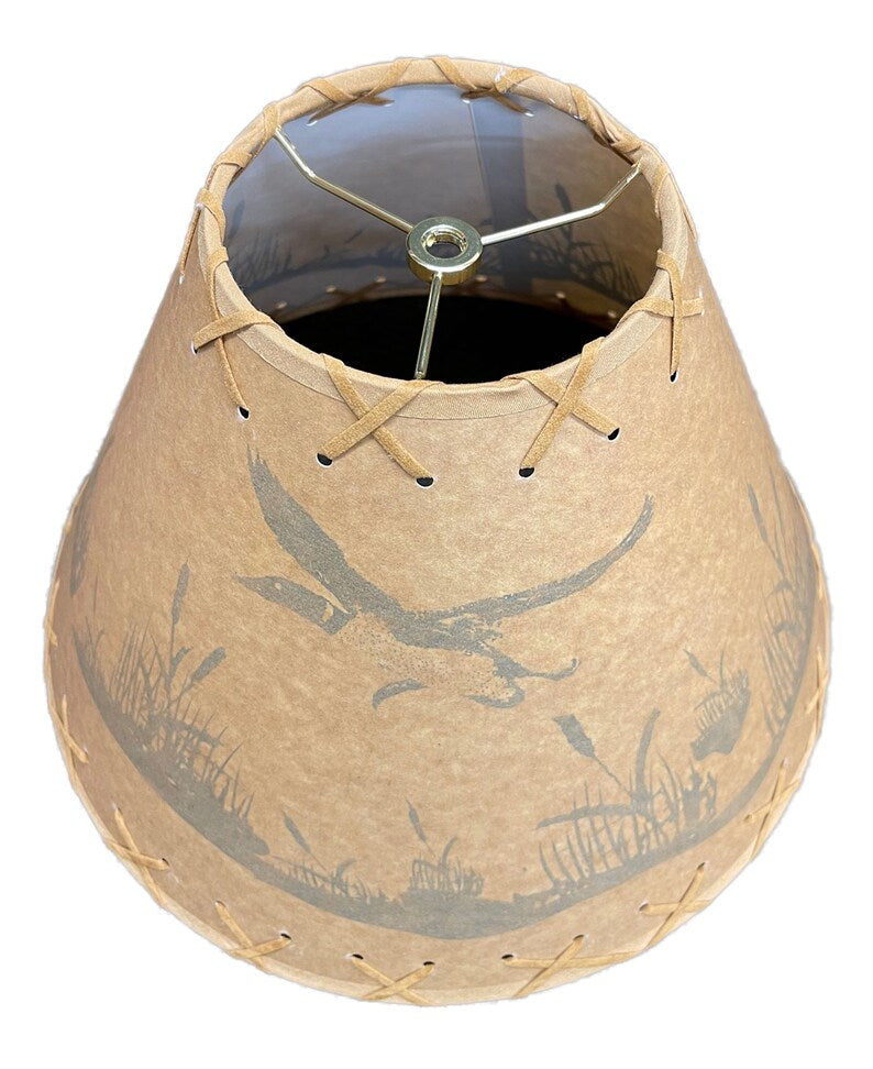 Rustic Oiled Kraft Lamp Shade with Flying Loon Design - 14"
