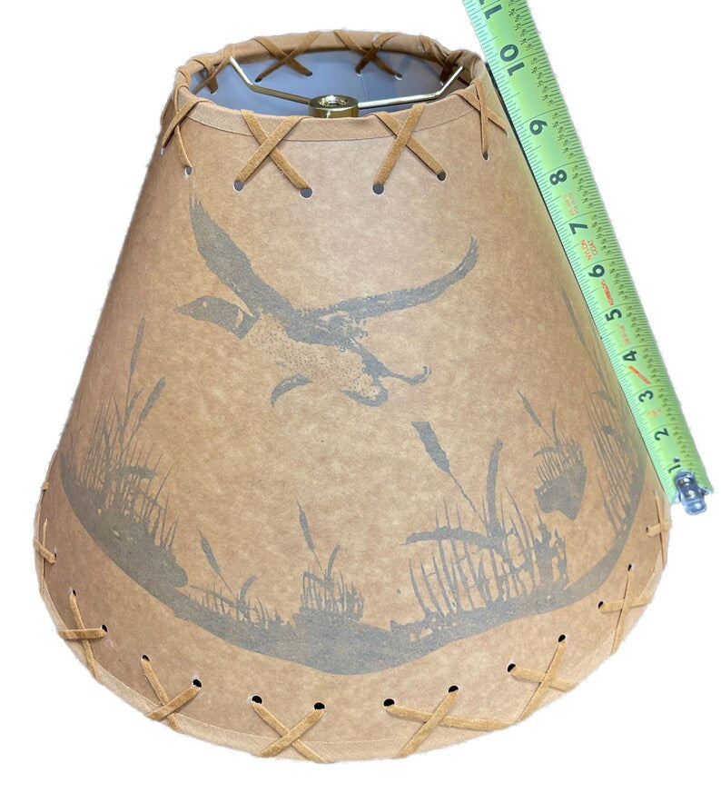 Rustic Oiled Kraft Lamp Shade with Flying Loon Design - 14"