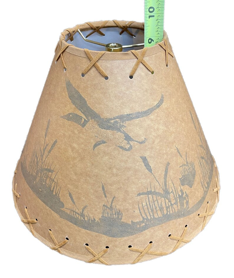 Rustic Oiled Kraft Lamp Shade with Flying Loon Design - 14"
