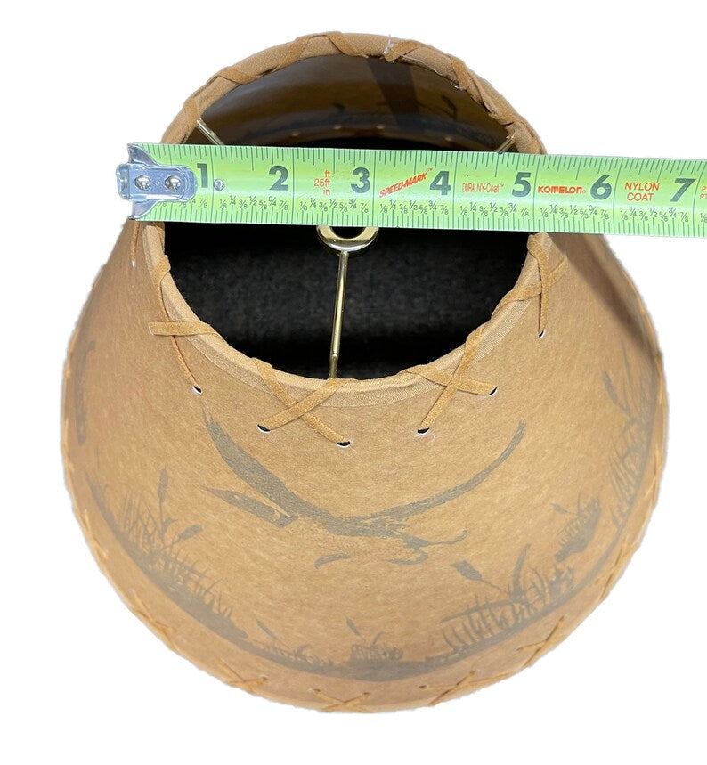 Rustic Oiled Kraft Lamp Shade with Flying Loon Design - 14"