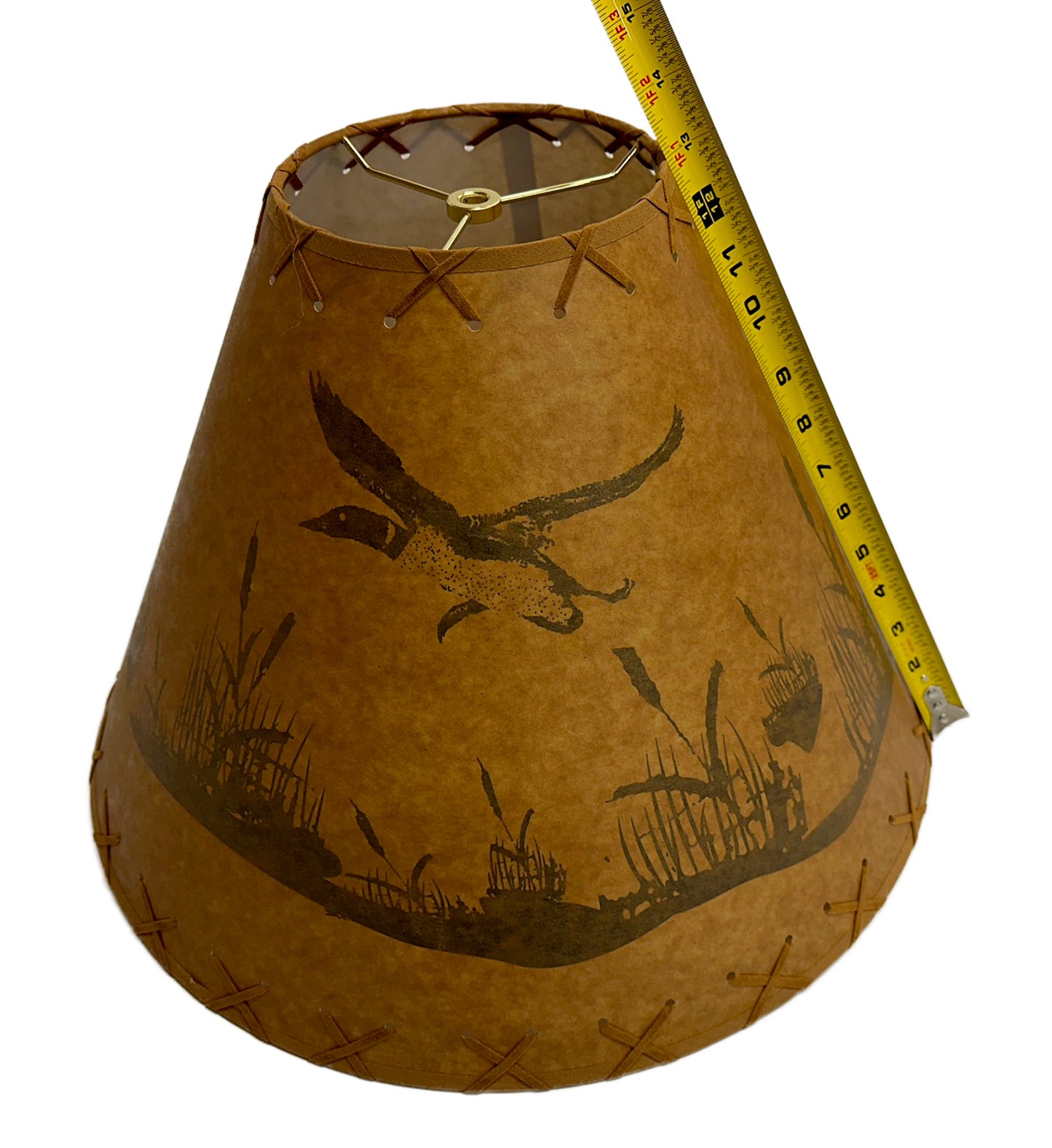 Rustic Oiled Kraft Lamp Shade with Flying Loon Design - 18"