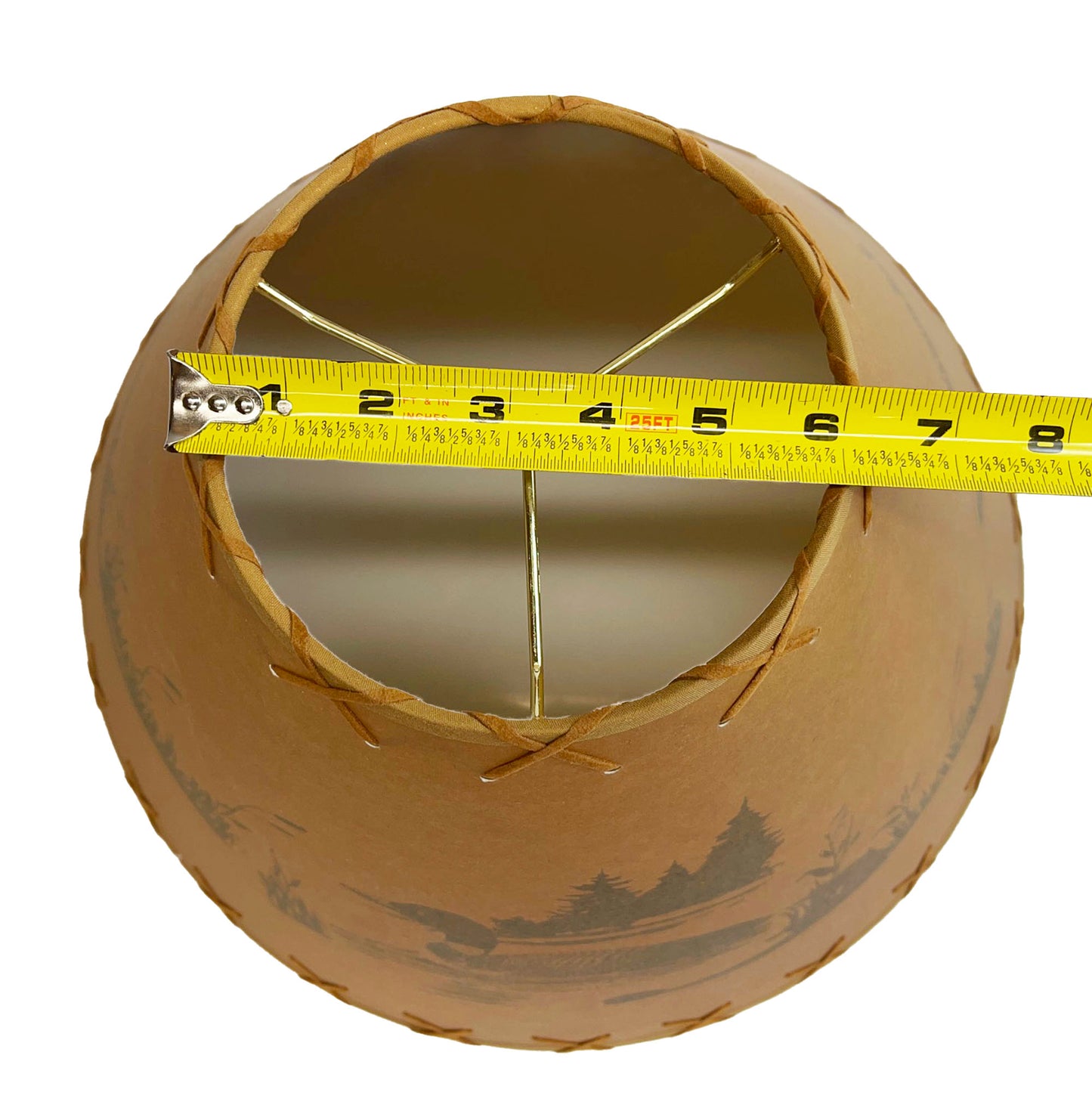 Rustic Oiled Kraft Lamp Shade with Loon on Lake Design - 18"