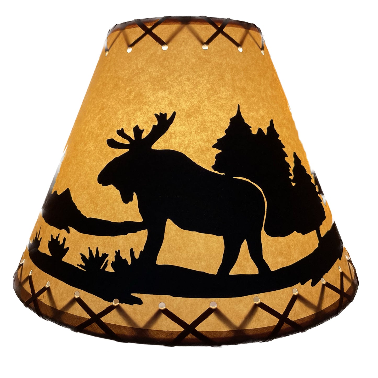 Rustic Oiled Kraft Lamp Shade with Moose Design - 12"