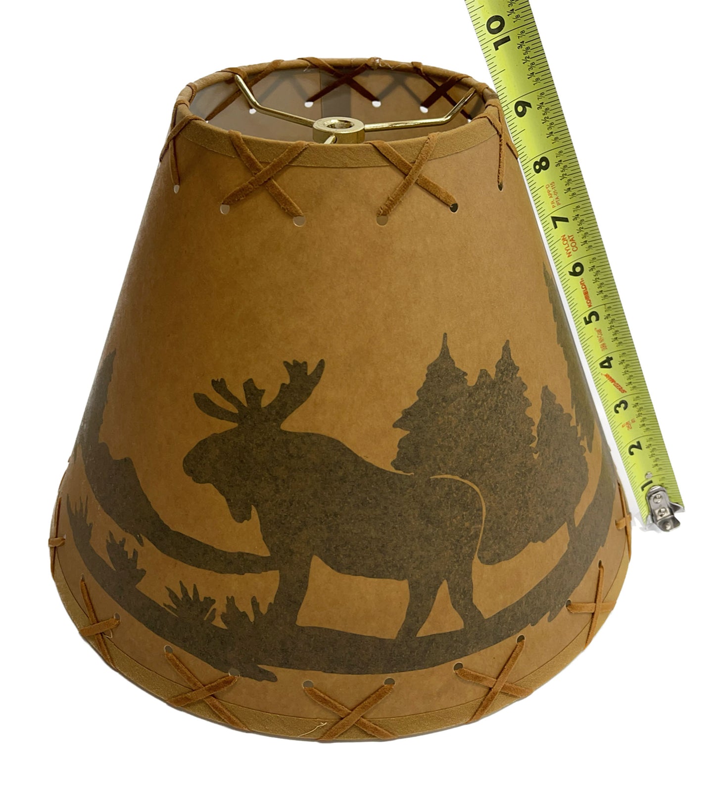 Rustic Oiled Kraft Lamp Shade with Moose Design - 12"