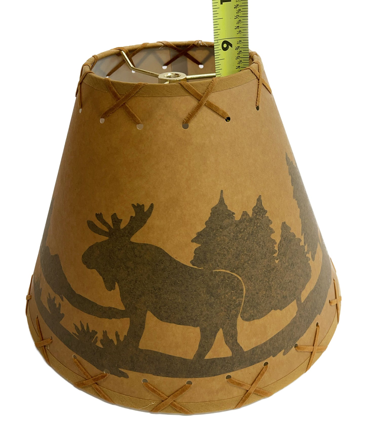 Rustic Oiled Kraft Lamp Shade with Moose Design - 12"