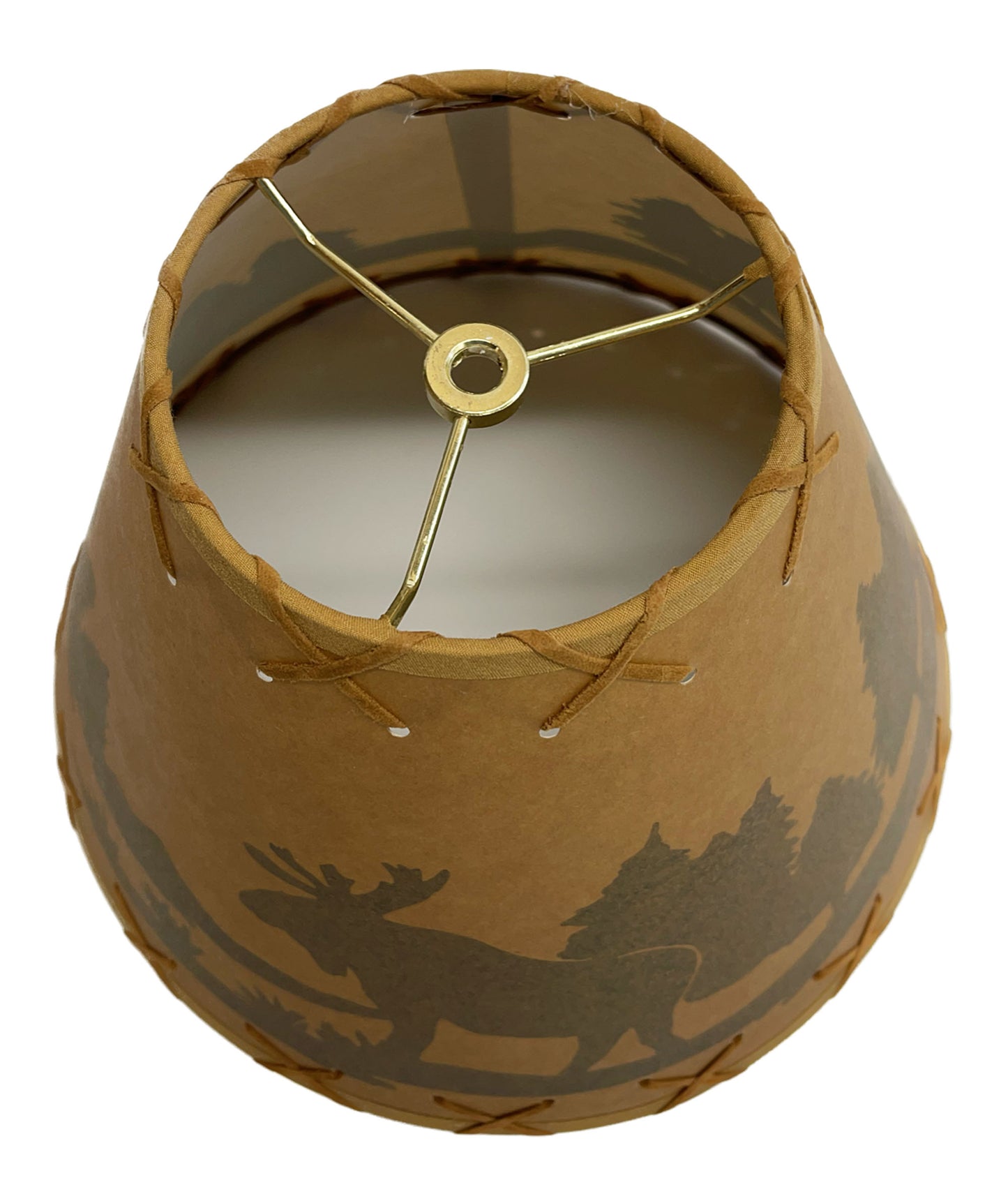 Rustic Oiled Kraft Lamp Shade with Moose Design - 12"