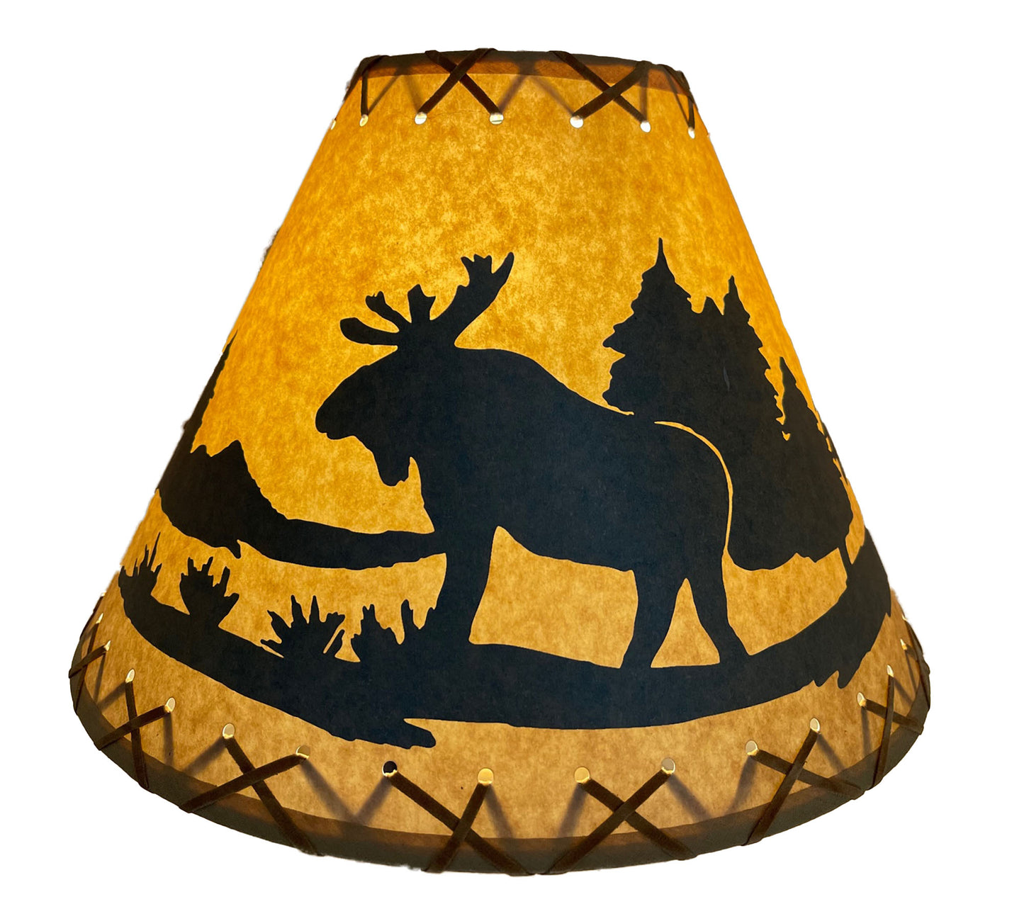 Rustic Oiled Kraft Lamp Shade with Moose Design - 14"