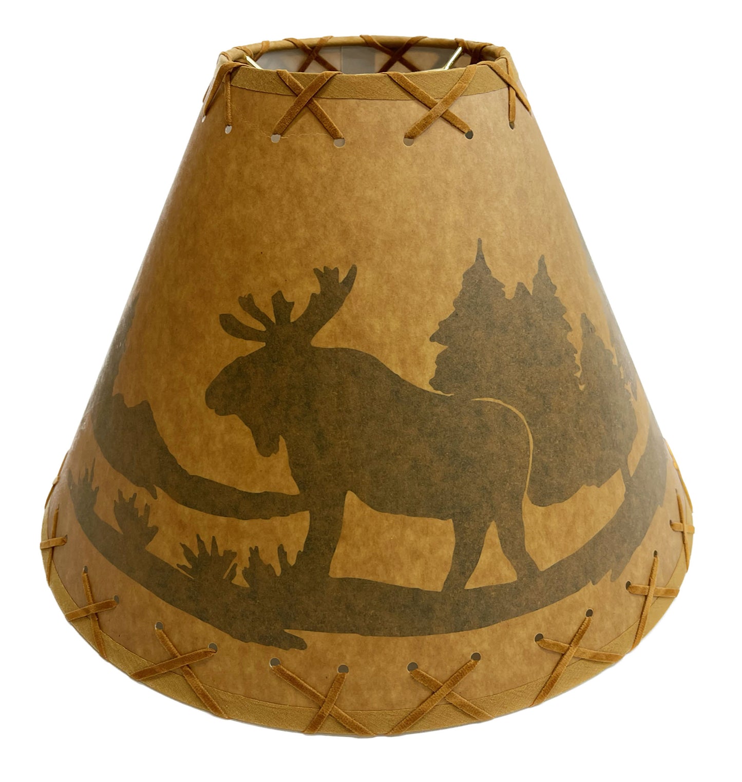 Rustic Oiled Kraft Lamp Shade with Moose Design - 14"