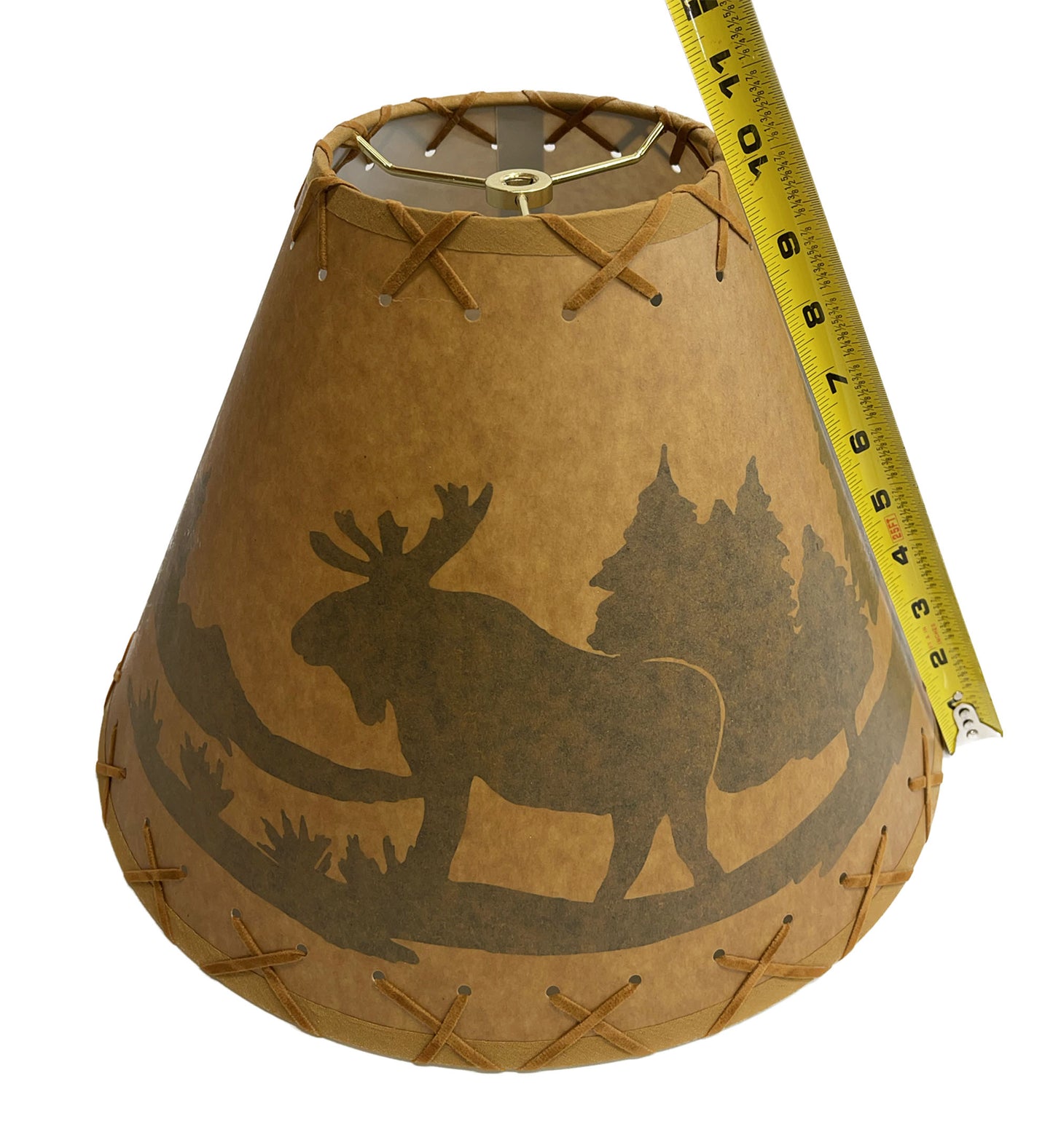 Rustic Oiled Kraft Lamp Shade with Moose Design - 14"