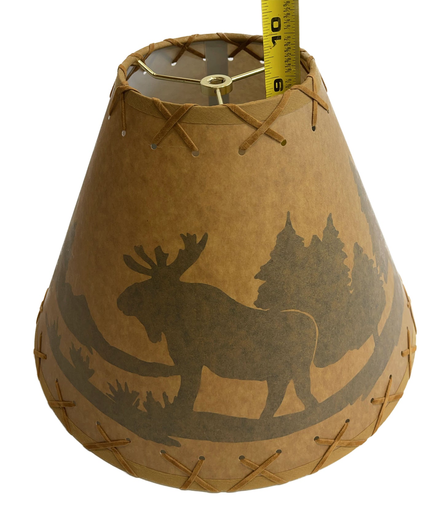Rustic Oiled Kraft Lamp Shade with Moose Design - 14"