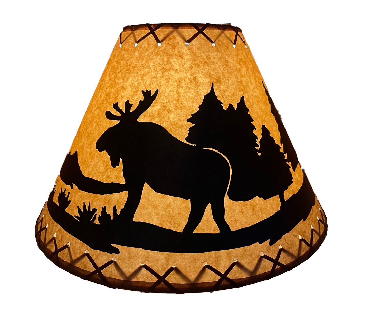 Rustic Oiled Kraft Lamp Shade with Moose Design - 16"