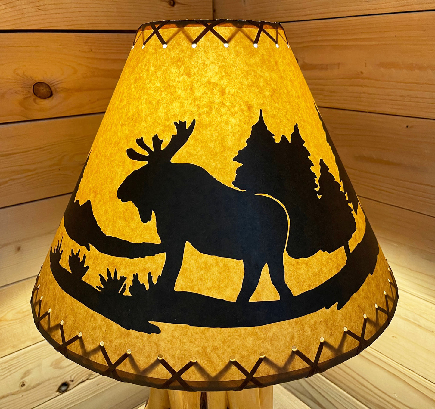 Rustic Oiled Kraft Lamp Shade with Moose Design - 18"