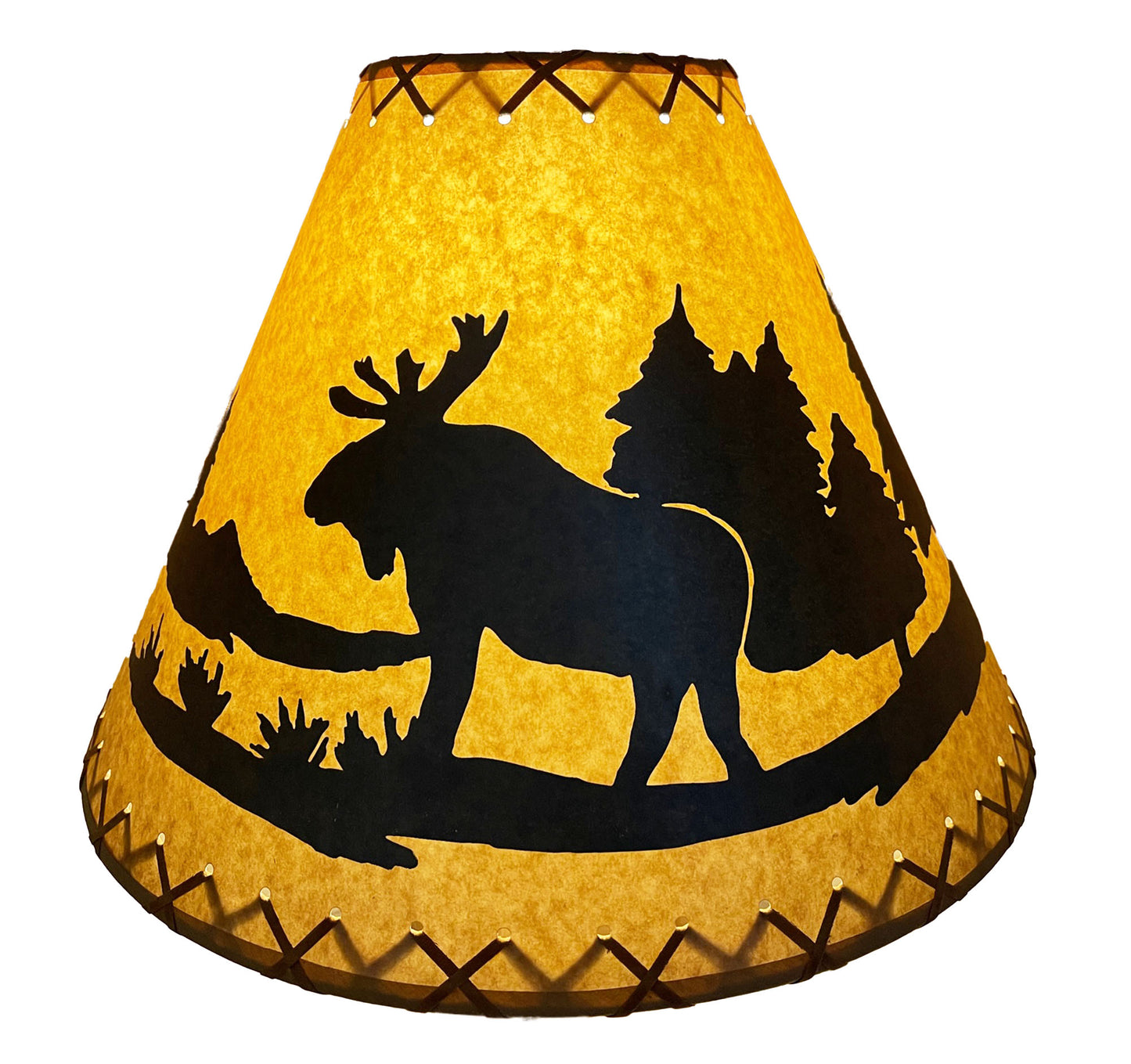 Rustic Oiled Kraft Lamp Shade with Moose Design - 18"