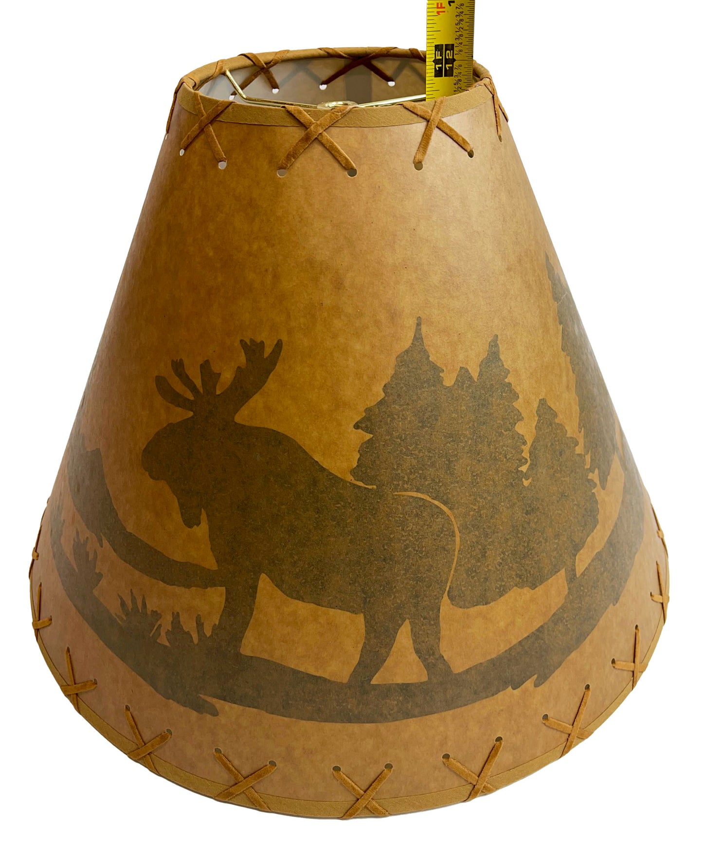 Rustic Oiled Kraft Lamp Shade with Moose Design - 18"