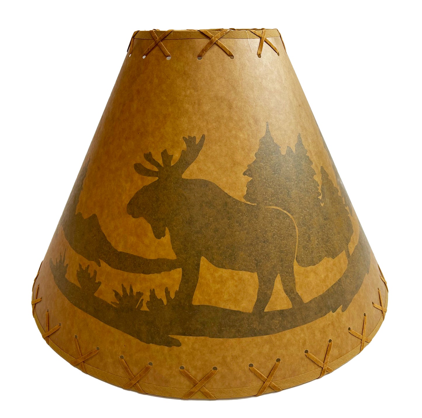 Rustic Oiled Kraft Lamp Shade with Moose Design - 18"