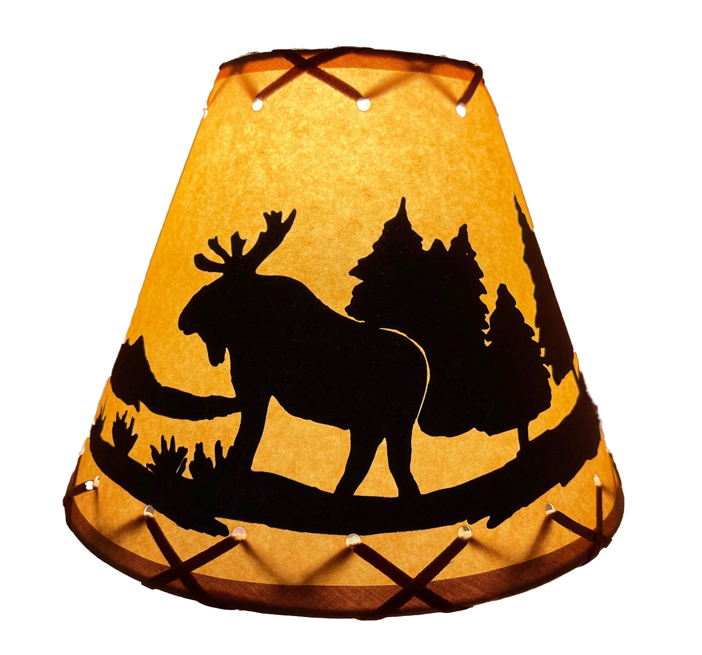 Rustic Oiled Kraft Lamp Shade with Moose Design - 9"