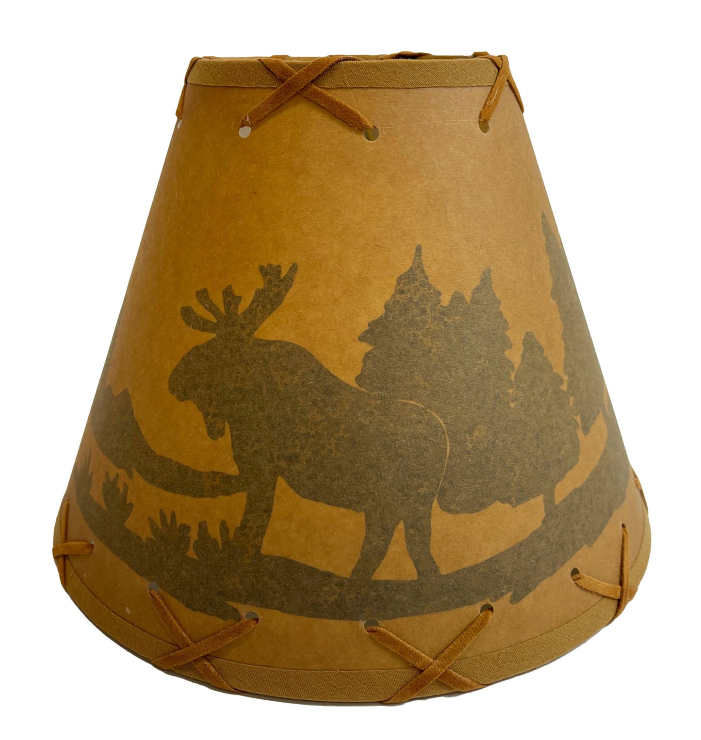 Rustic Oiled Kraft Lamp Shade with Moose Design - 9"