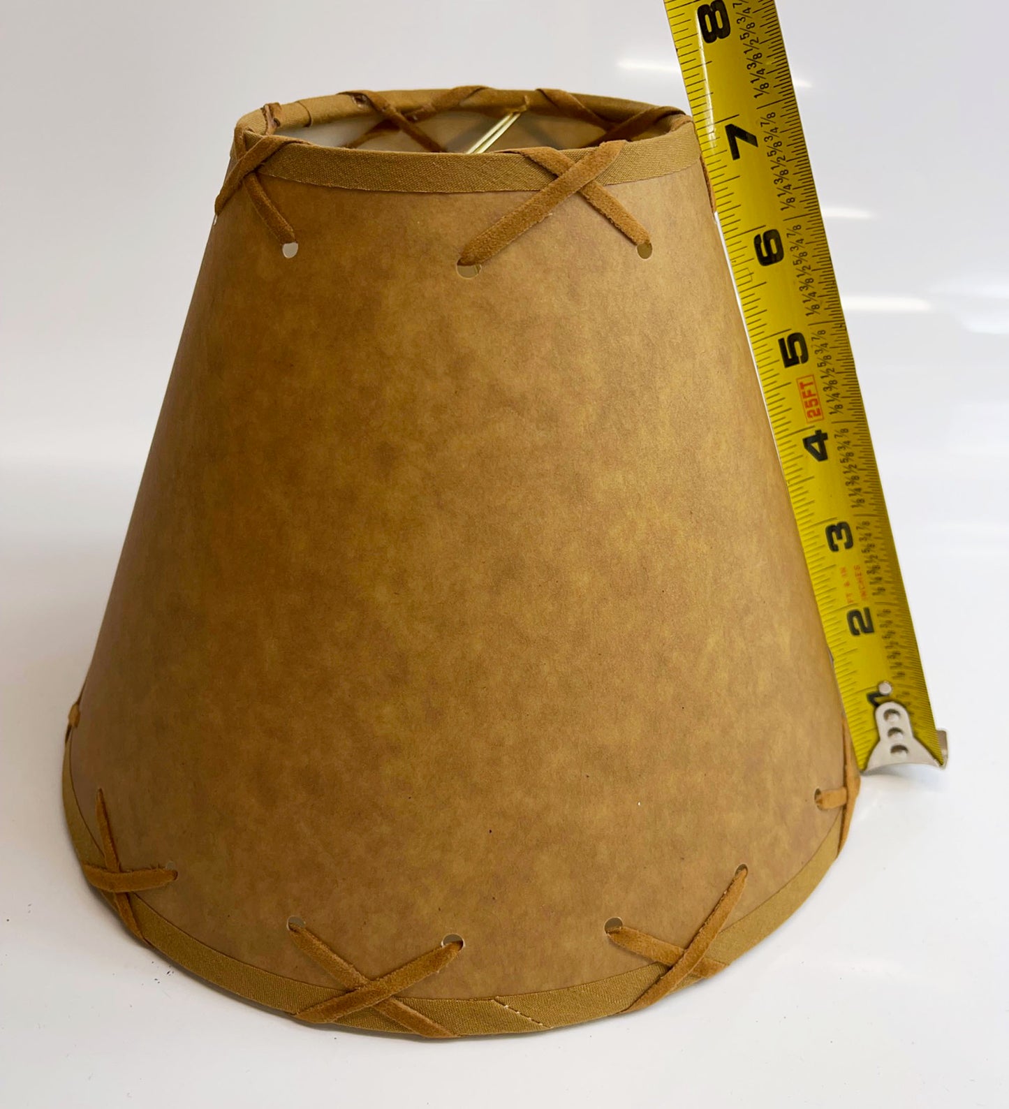 Rustic Oiled Kraft Laced Clip-On Lamp Shade - 9"