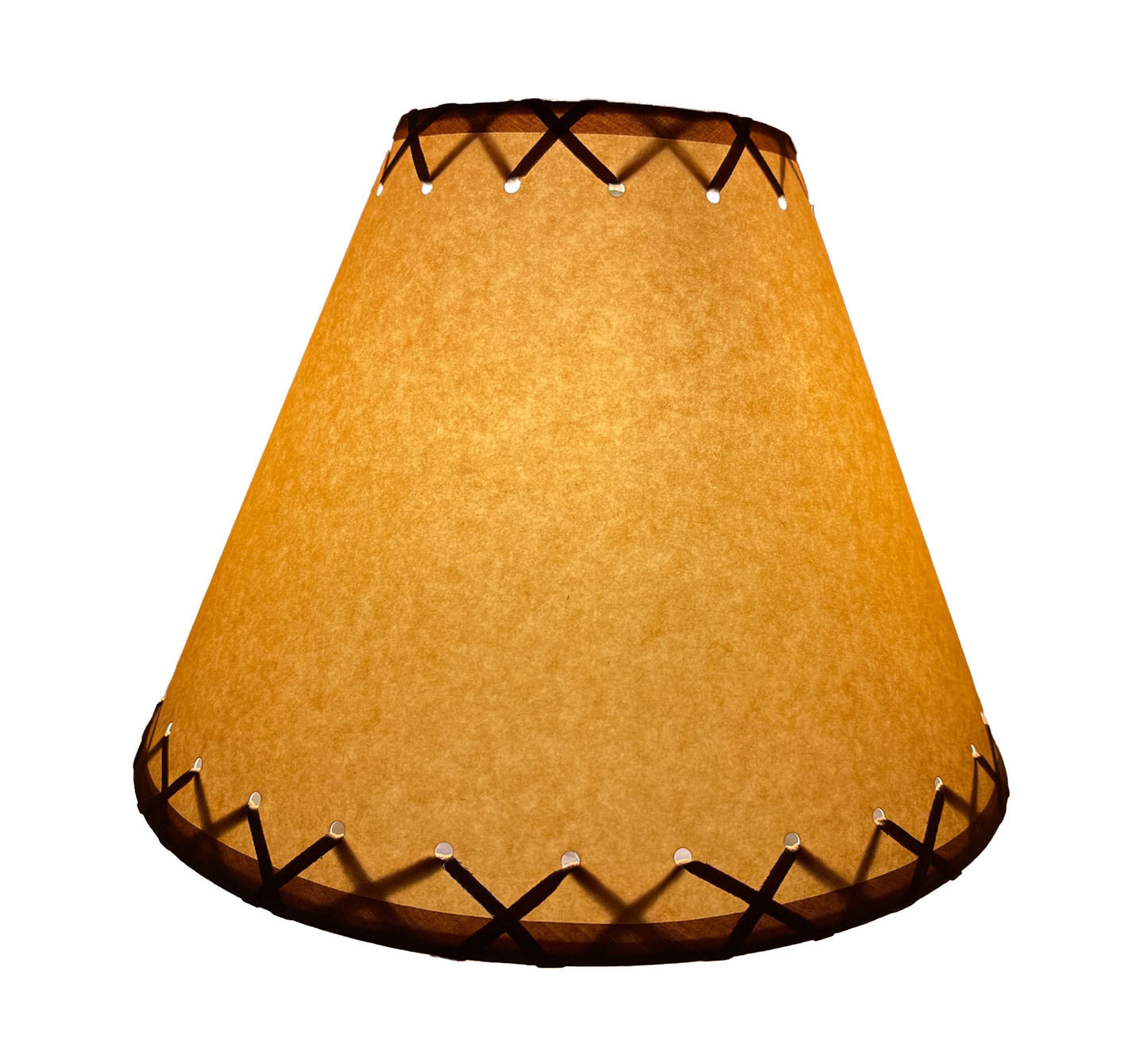 Rustic Oiled Kraft Laced Lamp Shade - 12"