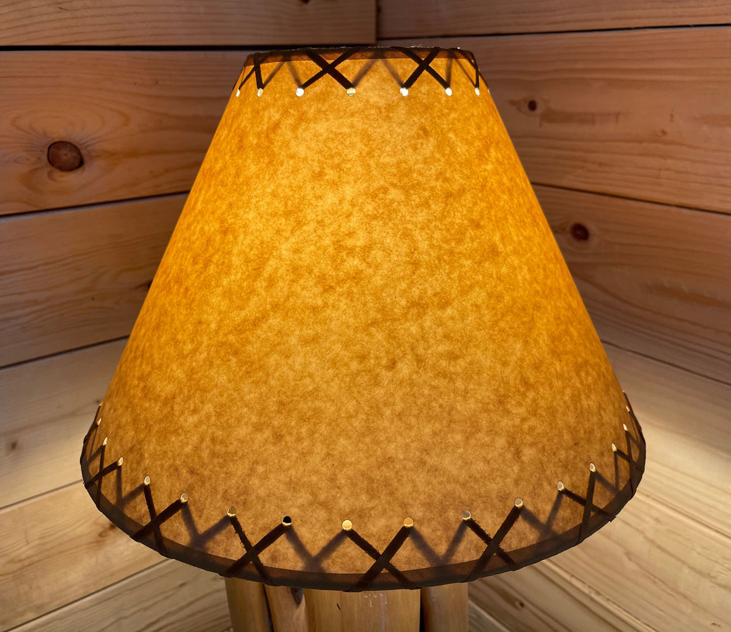 Rustic Oiled Kraft Laced Lamp Shade - 14"