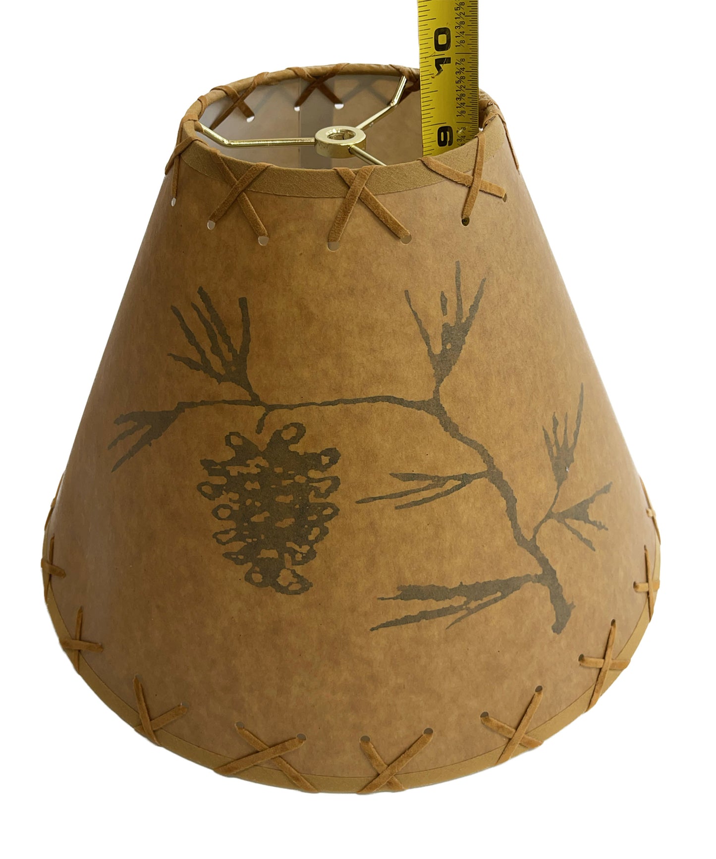 Rustic Oiled Kraft Lamp Shade with Pine Cone Design - 14"