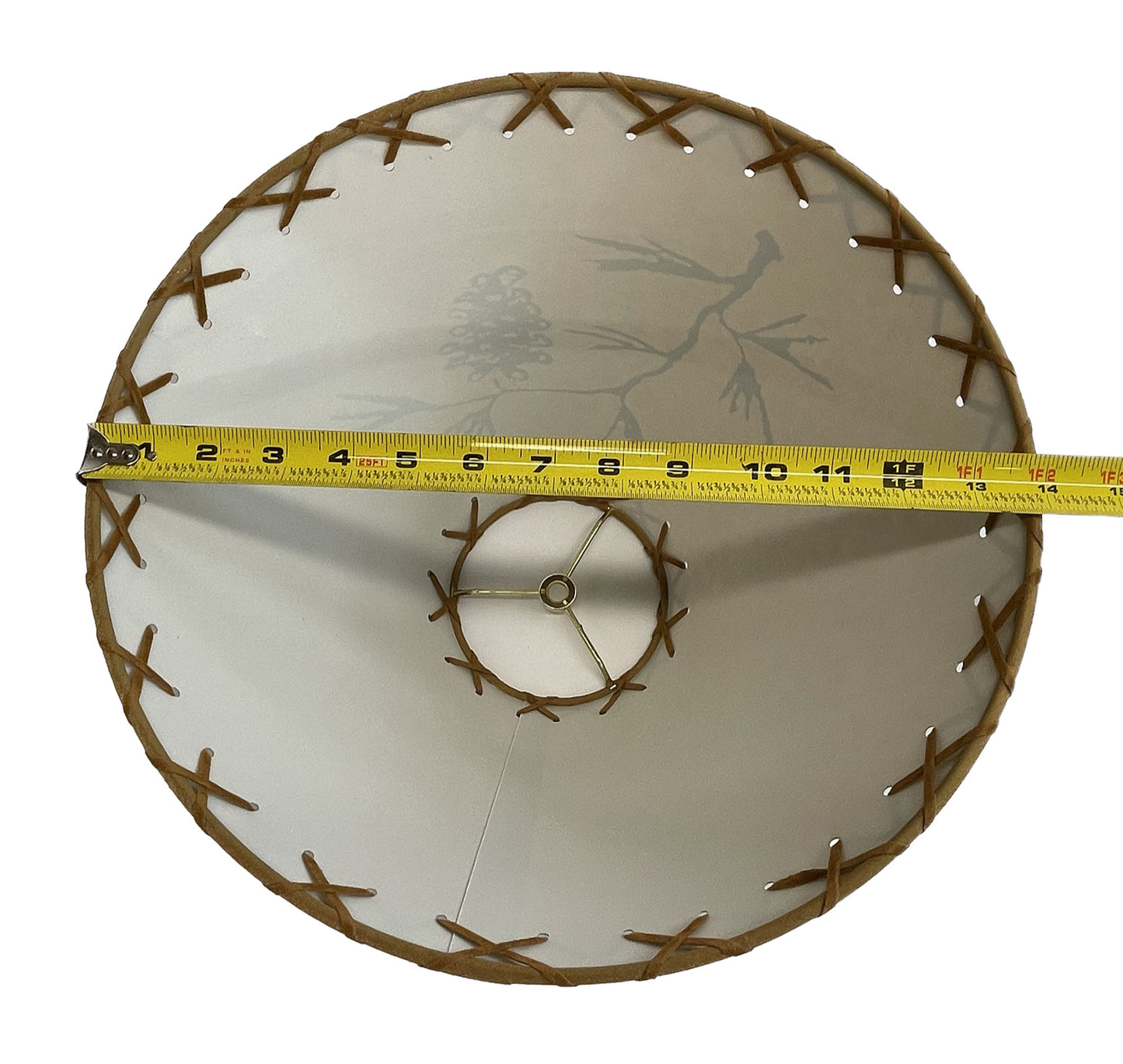 Rustic Oiled Kraft Lamp Shade with Pine Cone Design - 14"