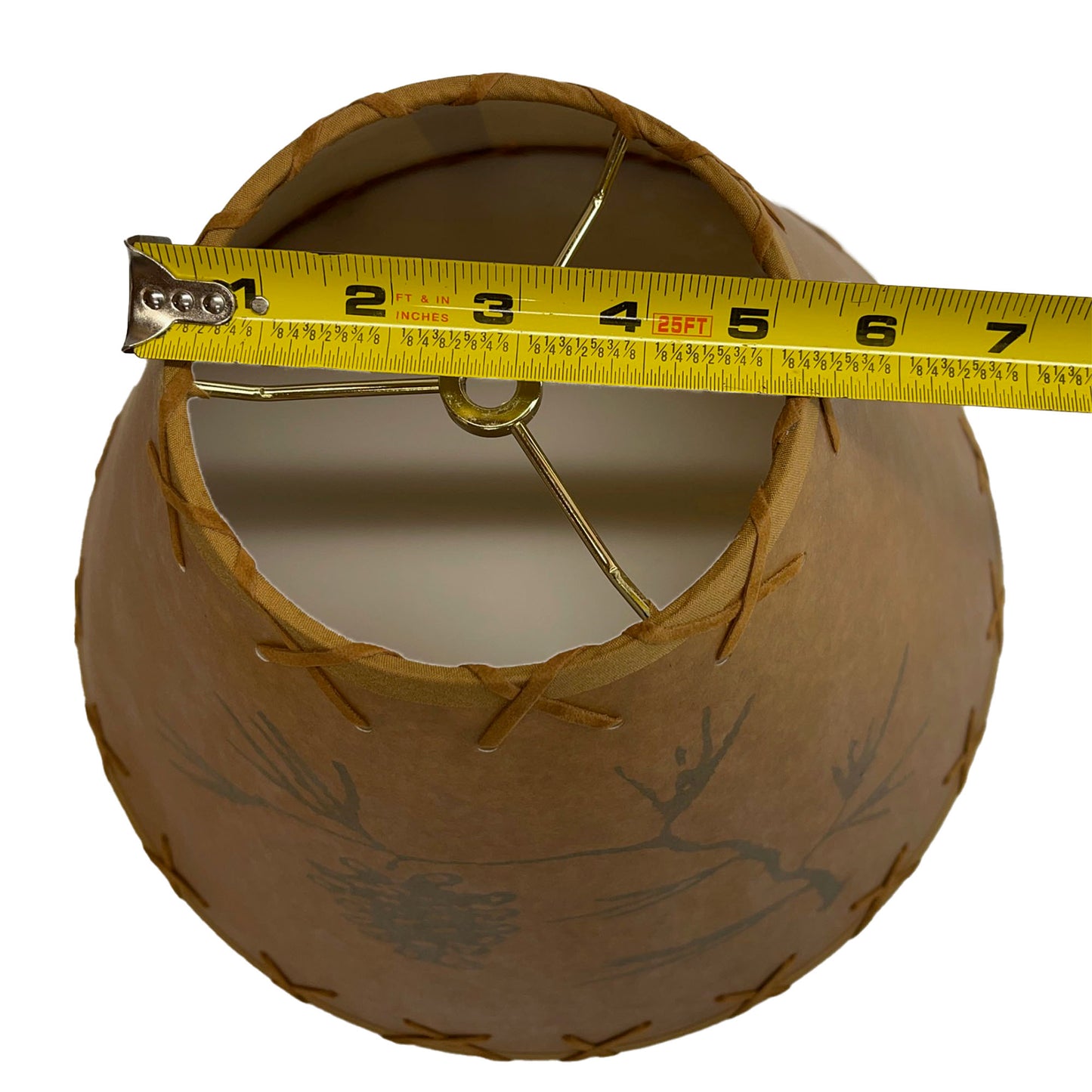 Rustic Oiled Kraft Lamp Shade with Pine Cone Design - 14"