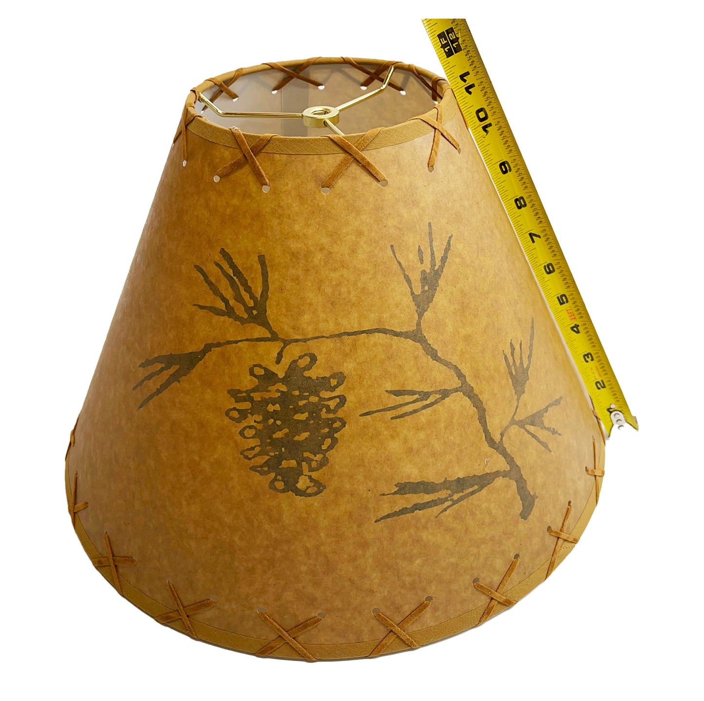 Rustic Oiled Kraft Lamp Shade with Pine Cone Design - 16"
