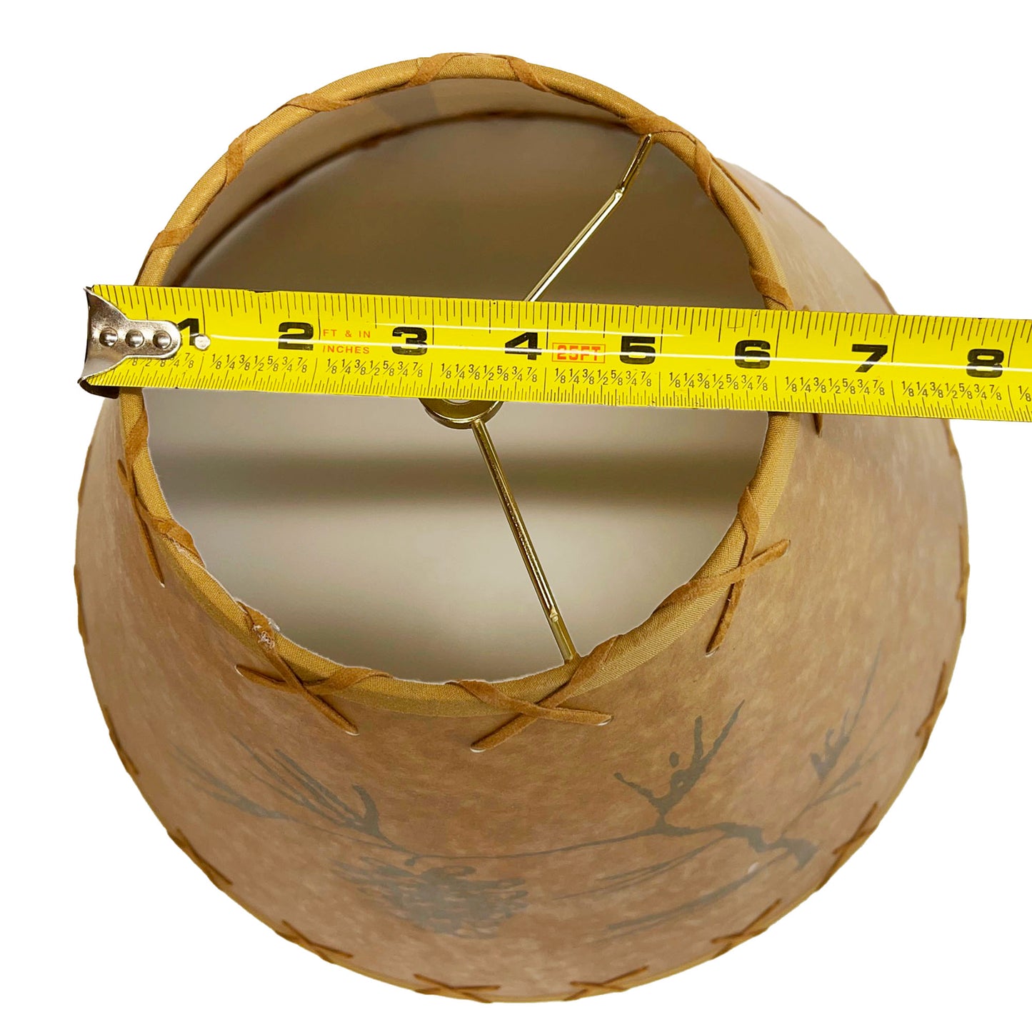 Rustic Oiled Kraft Lamp Shade with Pine Cone Design - 16"