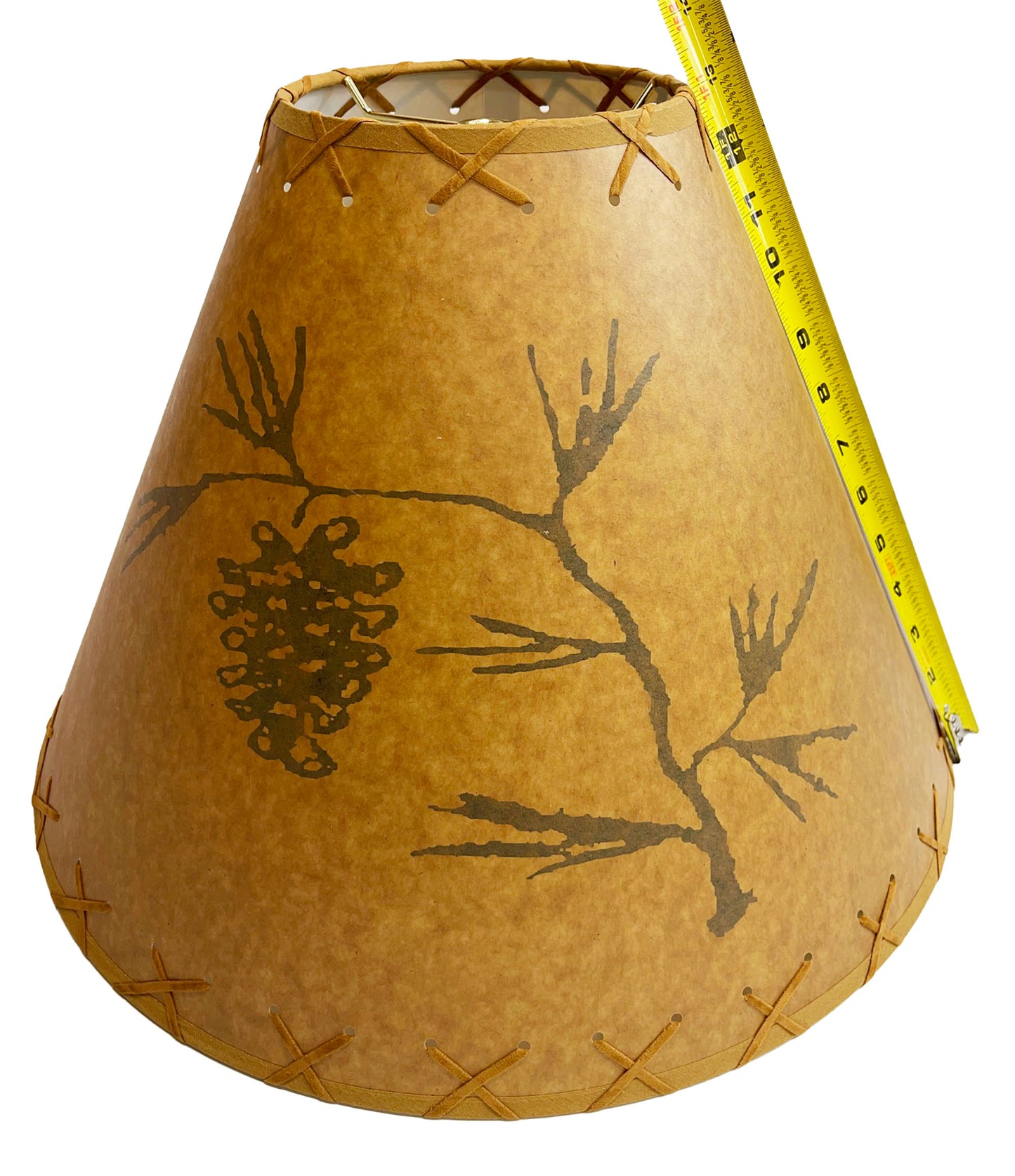 Rustic Oiled Kraft Lamp Shade with Pine Cone Design - 18"