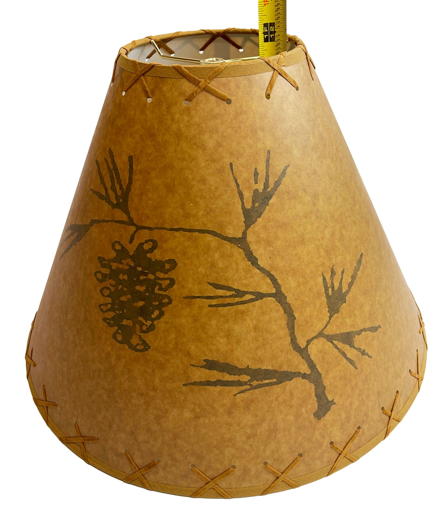 Rustic Oiled Kraft Lamp Shade with Pine Cone Design - 18"