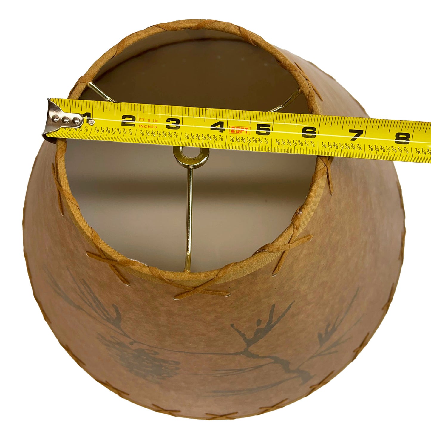 Rustic Oiled Kraft Lamp Shade with Pine Cone Design - 18"