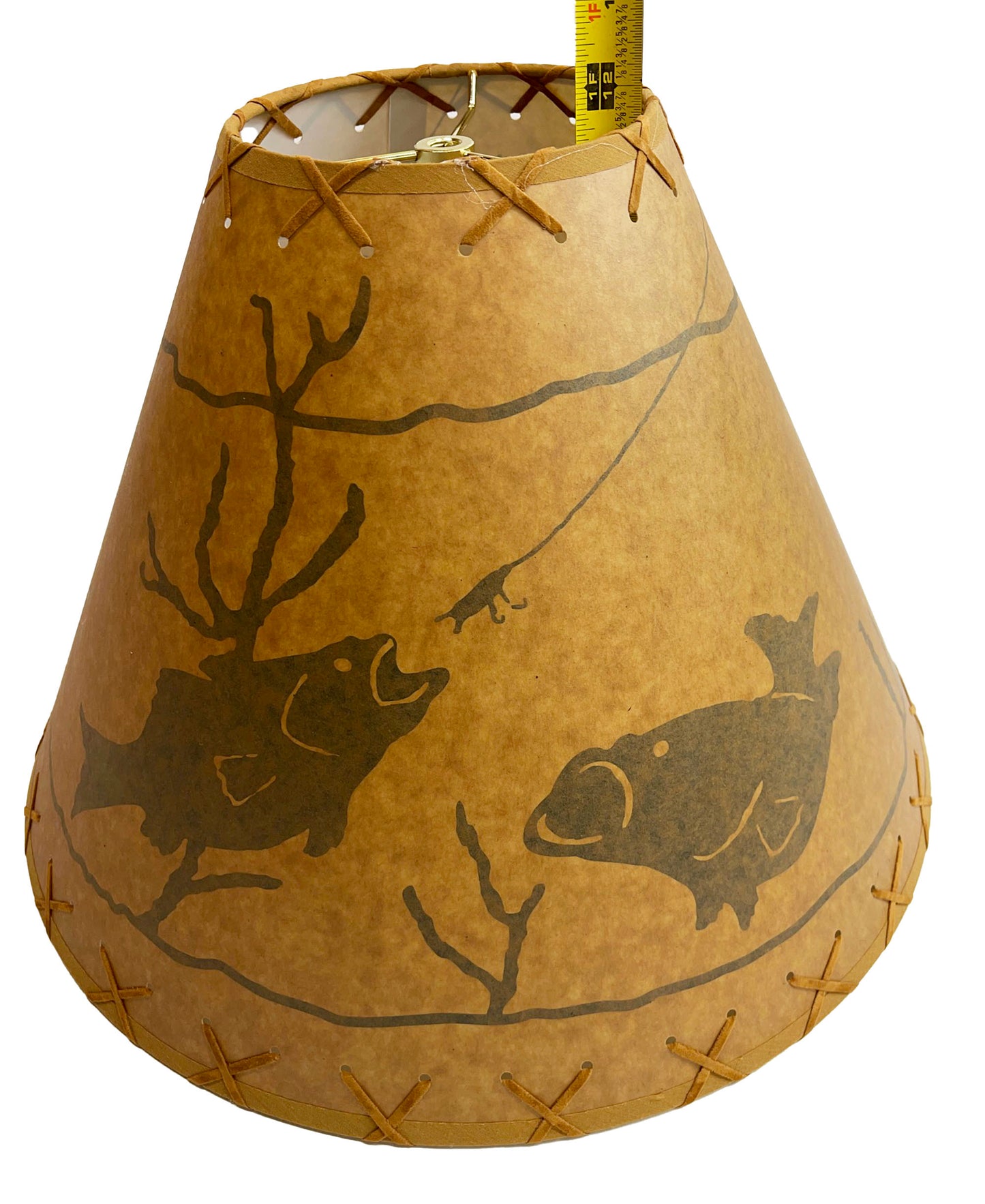 Rustic Oiled Kraft Lamp Shade with Pine Cone Design - 18"