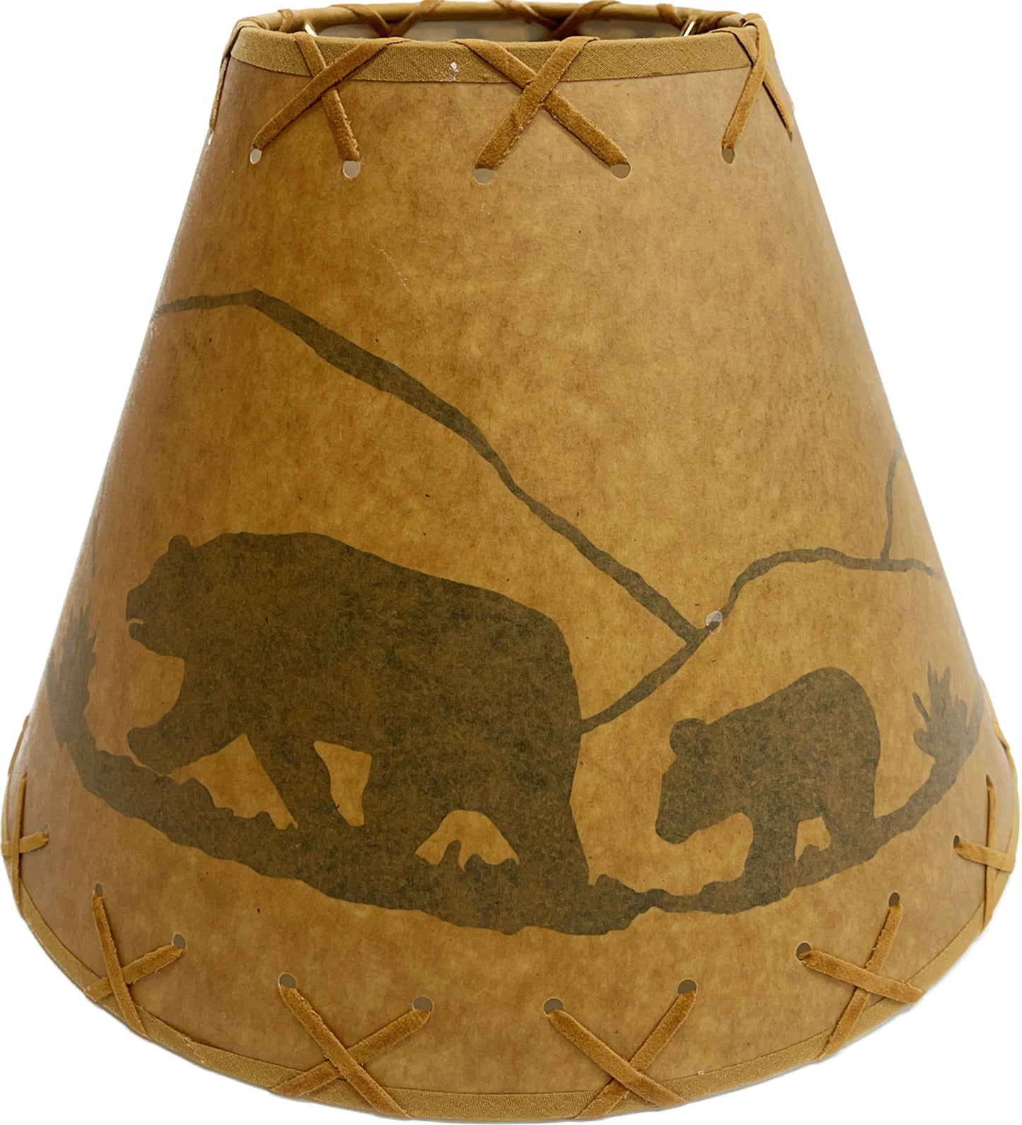 Rustic Oiled Kraft Lamp Shade with Bear Design - 12"