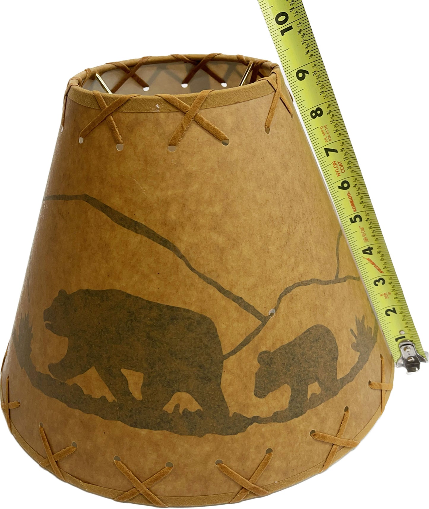 Rustic Oiled Kraft Lamp Shade with Bear Design - 12"