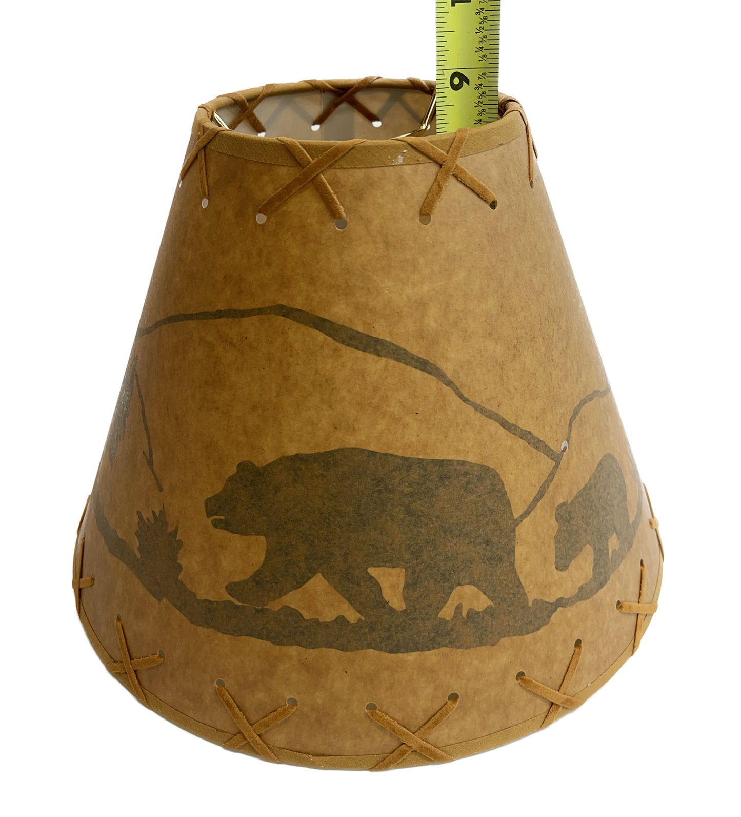 Rustic Oiled Kraft Lamp Shade with Bear Design - 12"