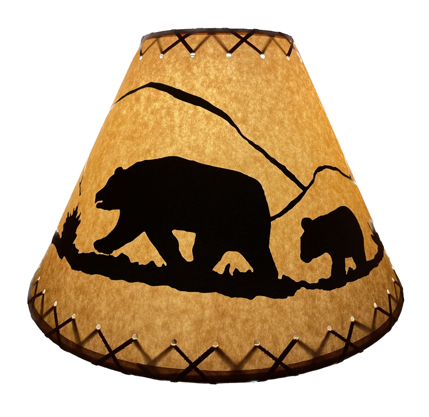 Rustic Oiled Kraft Lamp Shade with Bear Design - 16"