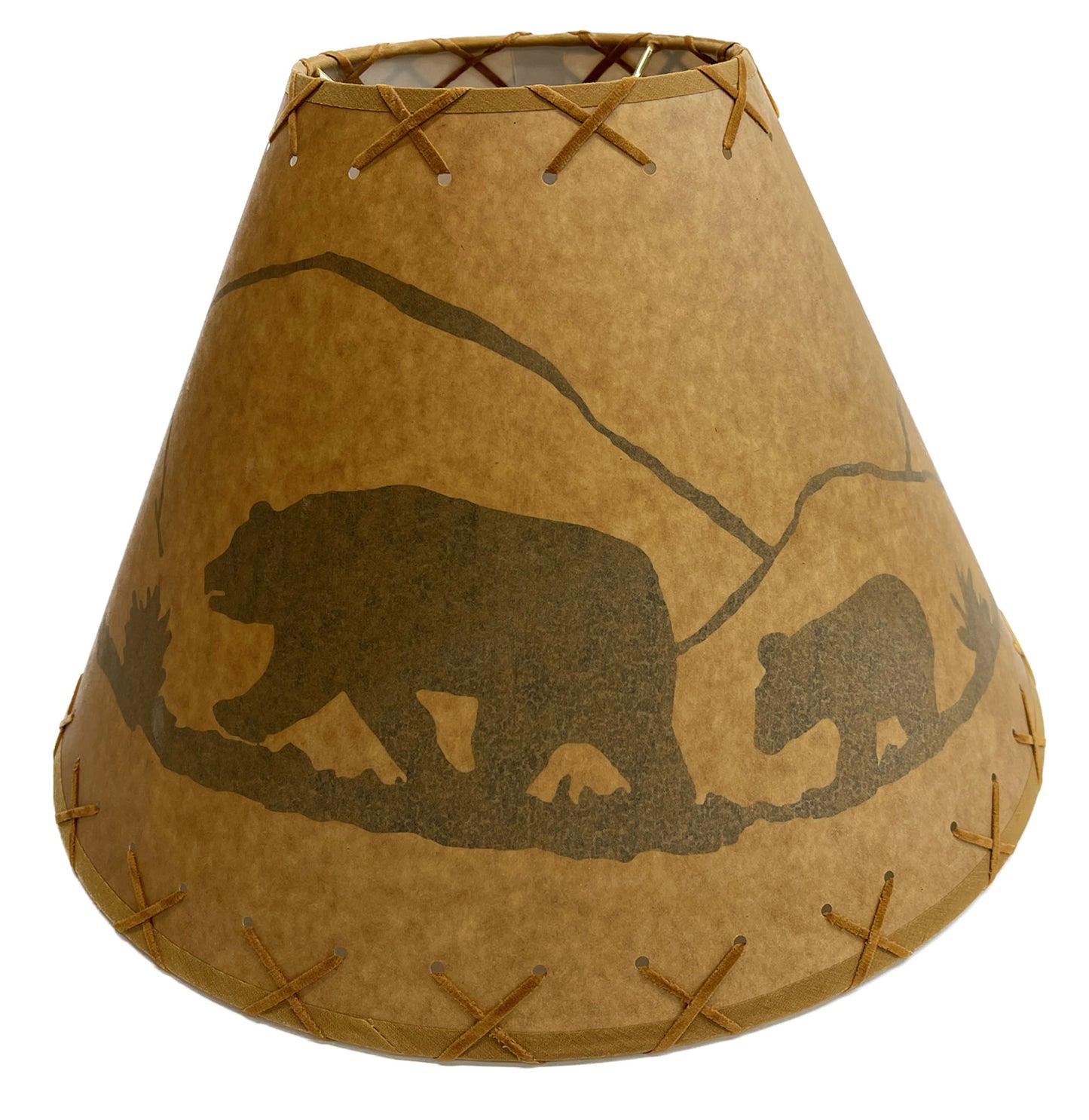 Rustic Oiled Kraft Lamp Shade with Bear Design - 16"